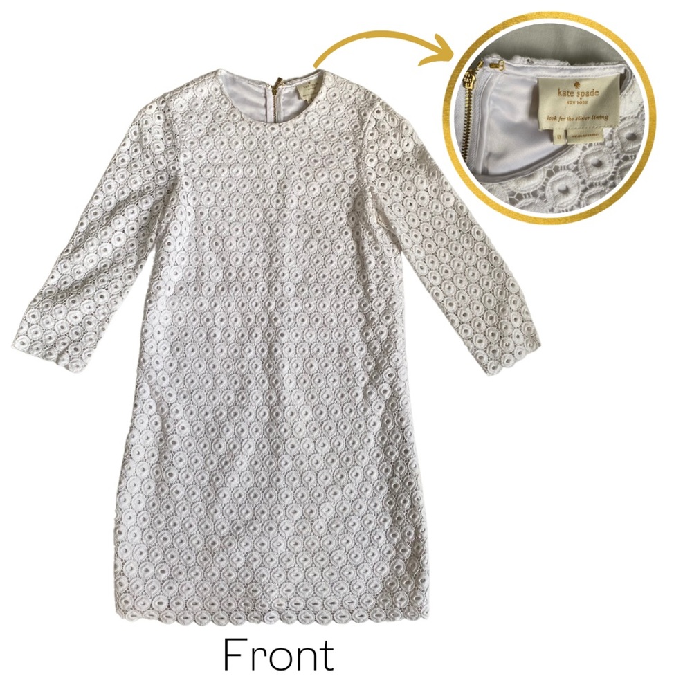 Kate Spade White Crocheted Eyelet Formal Dress, Size: 8